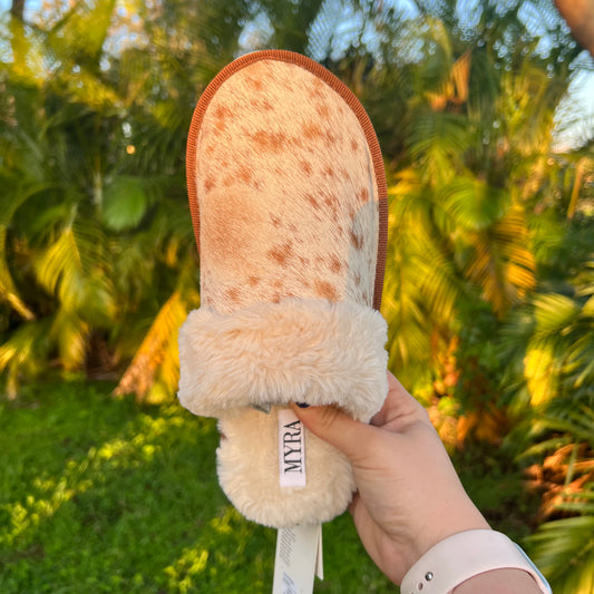 Honey Cowhide Slippers